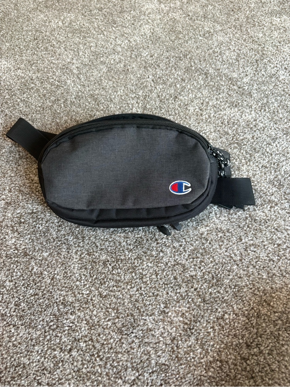 Champion Black Waist Pack with Logo Accent